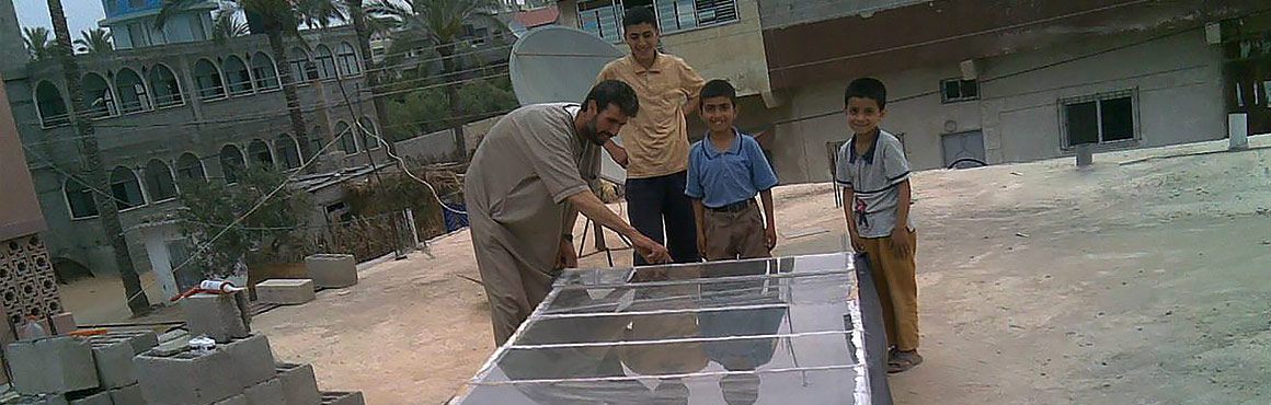 Khaled Bashir develops a water distillation system to provide fresh water to palestinian residents of Deir Al-Balah